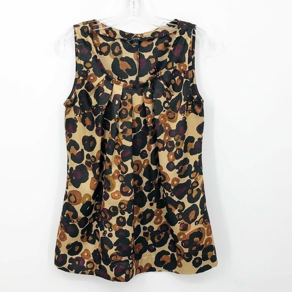Apt. 9 Sleeveless Peplum Top Multicolor Print Pleated Scoop Neck Women's Size S - Picture 2 of 12
